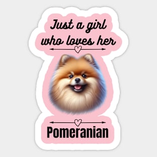 Just a Girl Who Loves Her Pomeranian, Black Text Sticker